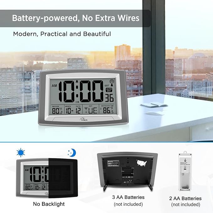 Reloj de Pared Digital WallarGe con Temperatura Interior y Exterior 12.5" miniatura 6