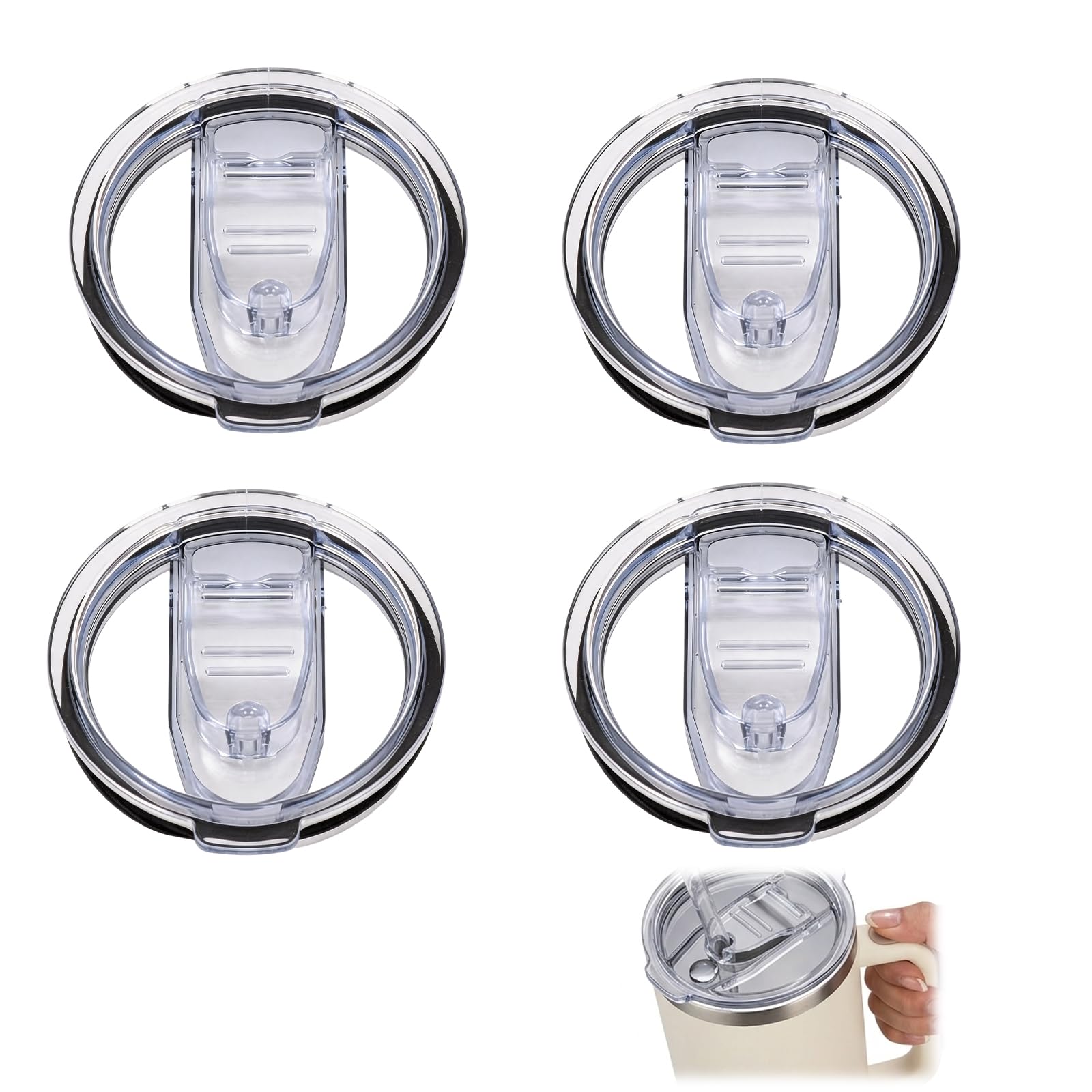 Stanley Cup Lid Replacement, Leakproof Travel Cups with Lids, Durable Replacement Lid Set, Compatible with Various Stanley Cups, Pack of Four Replacement Lids