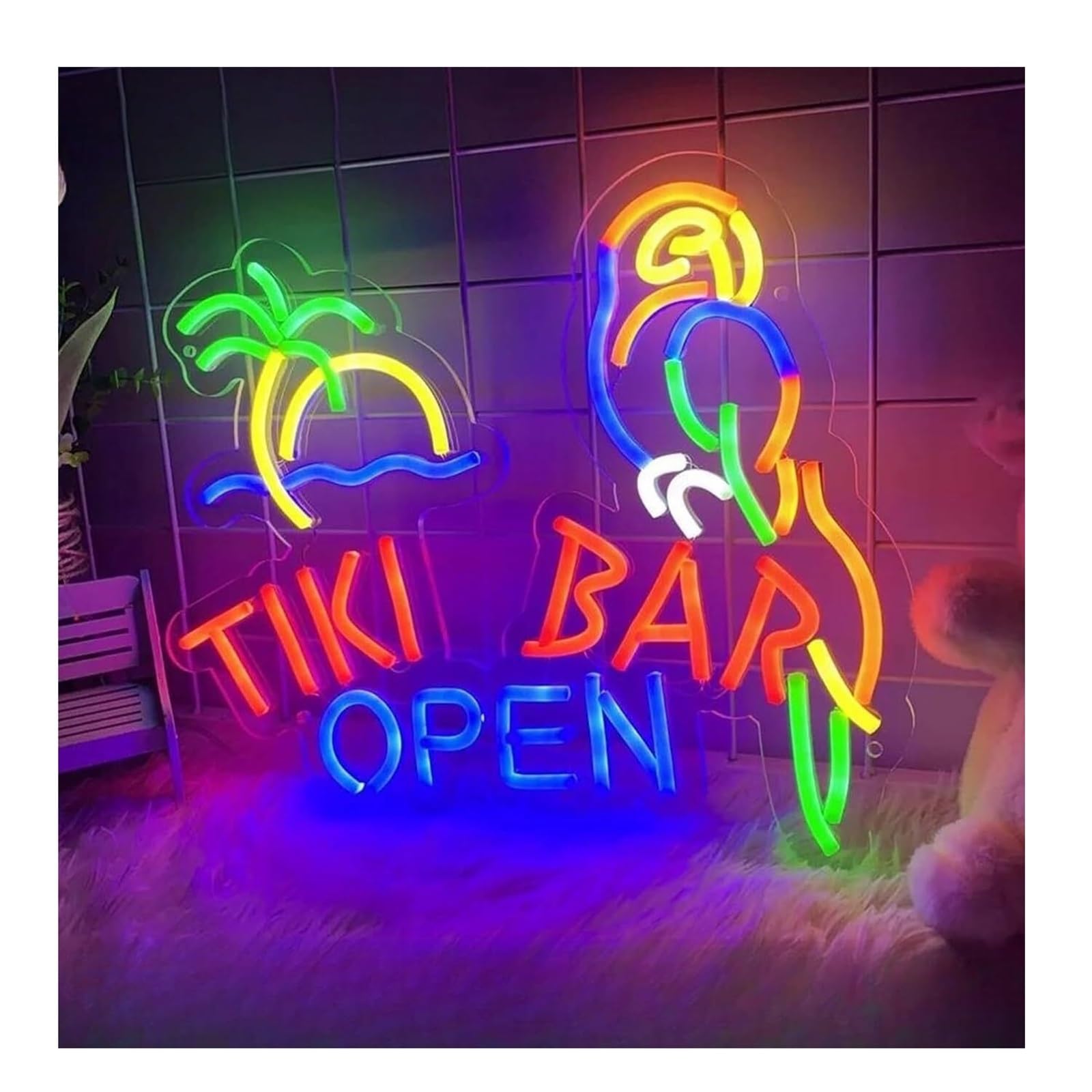 Lumières néon décoratives Tiki Bar avec fixation murale suspendue durable