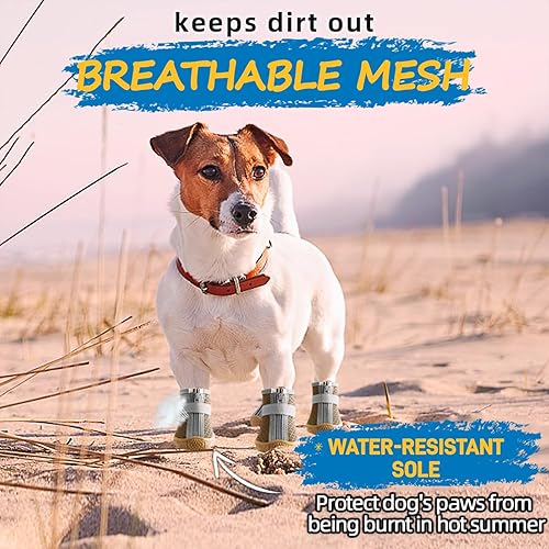 Miniatura 4 de Zapatos para perros pequeños, botas transpirables para perros, protectores de patas para pavimento caliente, nieve de invierno, botines para perros