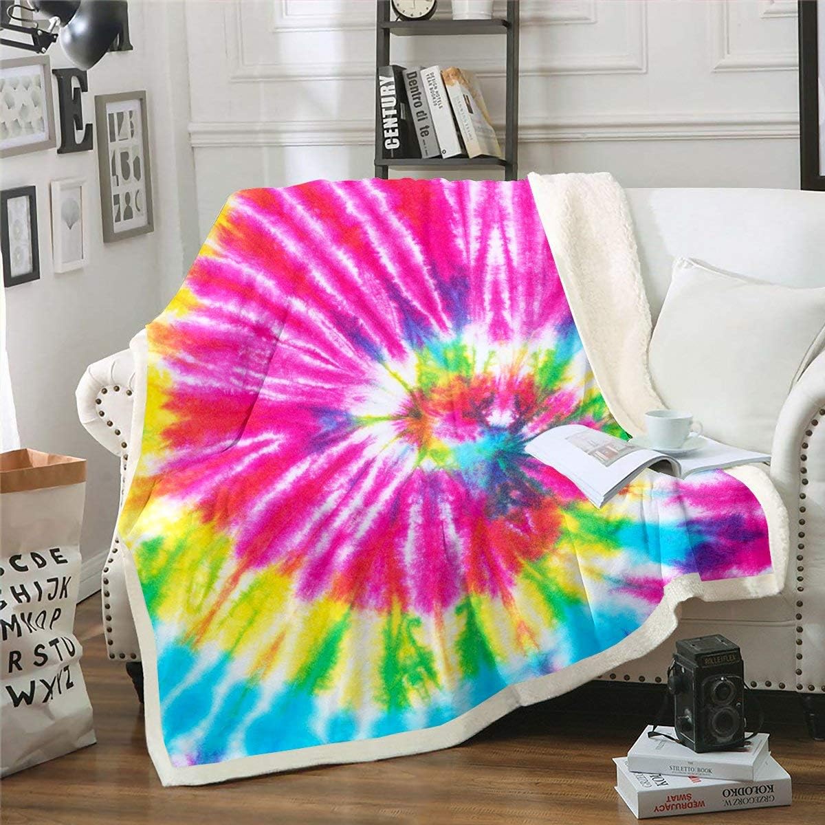 Erosebridal Tie Dye Blanket Baby(30"x40"),Kids Colorful Rainbow Bed Blanket for Couch Sofa,Chic Boho Hippie Girls Boys Cozy Plush Fuzzy Blanket for Adult Women Teen Tie Dye Decor Soft Microfiber