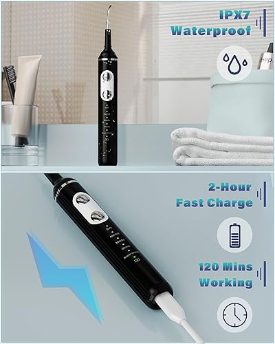 Miniatura 7 de Removedor de placa para dientes, kit de limpieza dental removedor de sarro para dientes con luz LED y 5 modos, limpiador dental recargable, 4