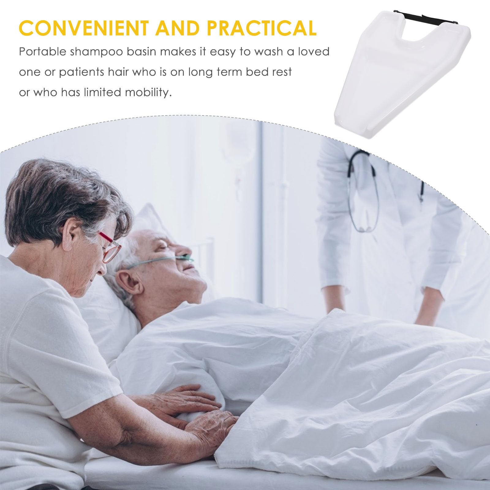 Generico Lavatesta in Plastico Bianco Professionali Parrucchiera Portatile Robusto e Leggero e Chioma per Pazienti, per Bed Rest
