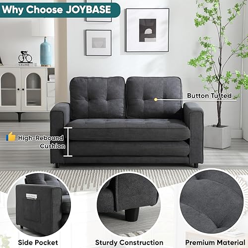 Miniatura 4 de JOYBASE Sofá cama extraíble, moderno sofá cama convertible tapizado extraíble para sala de estar (gris oscuro, tela)