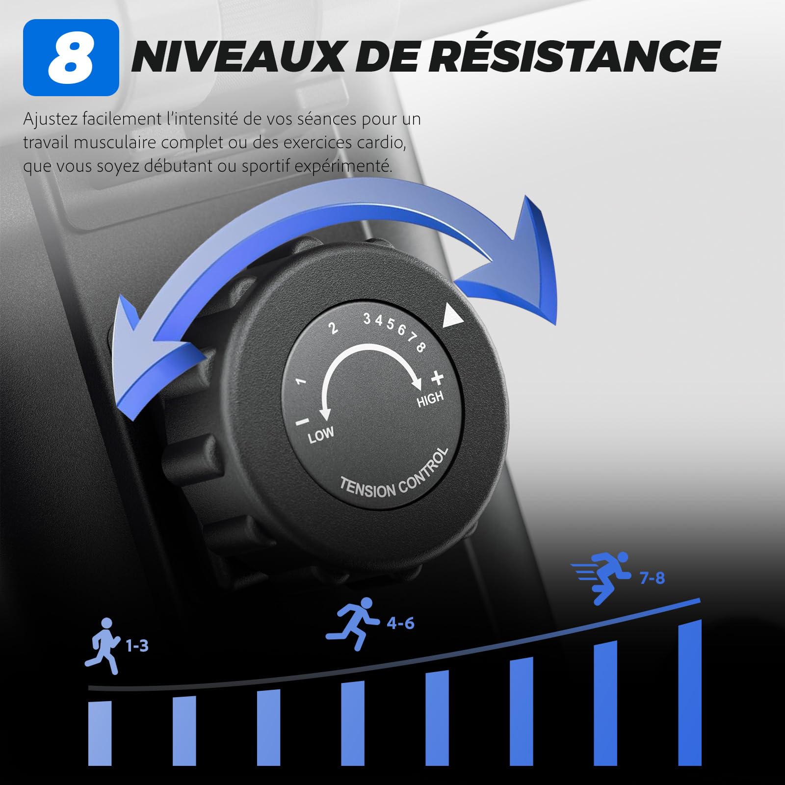 ISE Rameur Musculation, Rameurs Pliable Appartement, Rameur Magnétique 8 Niveaux Résistance, Rowing Machine Silencieux Stable, Rails Solide&Lisse, Rameurs Ecran LCD, Siège Ergonomique, Cardio-Training
