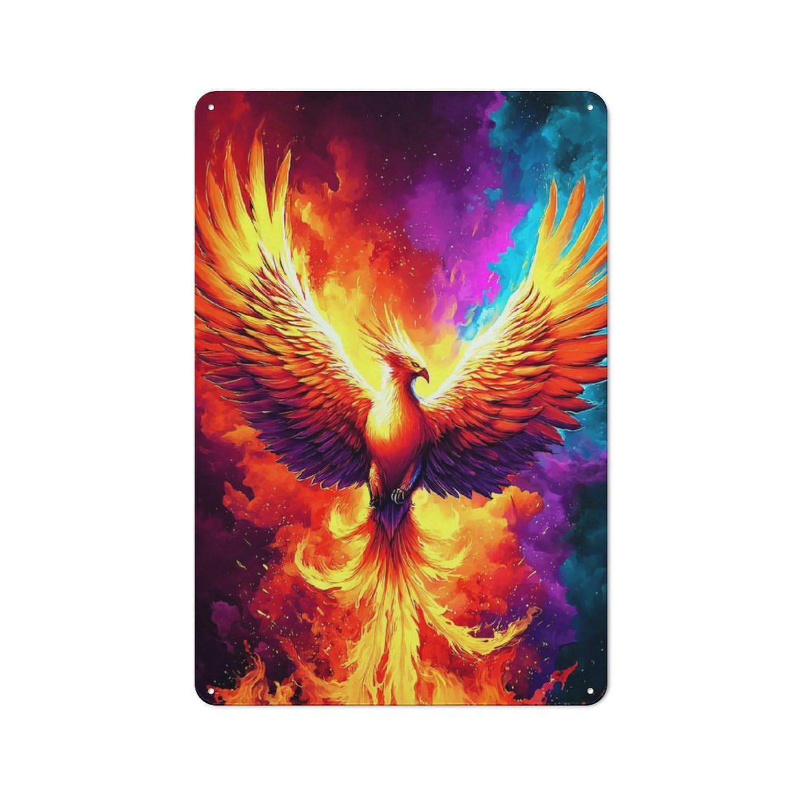 Junmoney Phoenix Rising A Fiery Fantasy Artwork -2 Vintage Tin Sign 30X20cm For Home Bar Wall, For Collectors Of Vintage Metal Wall Decor