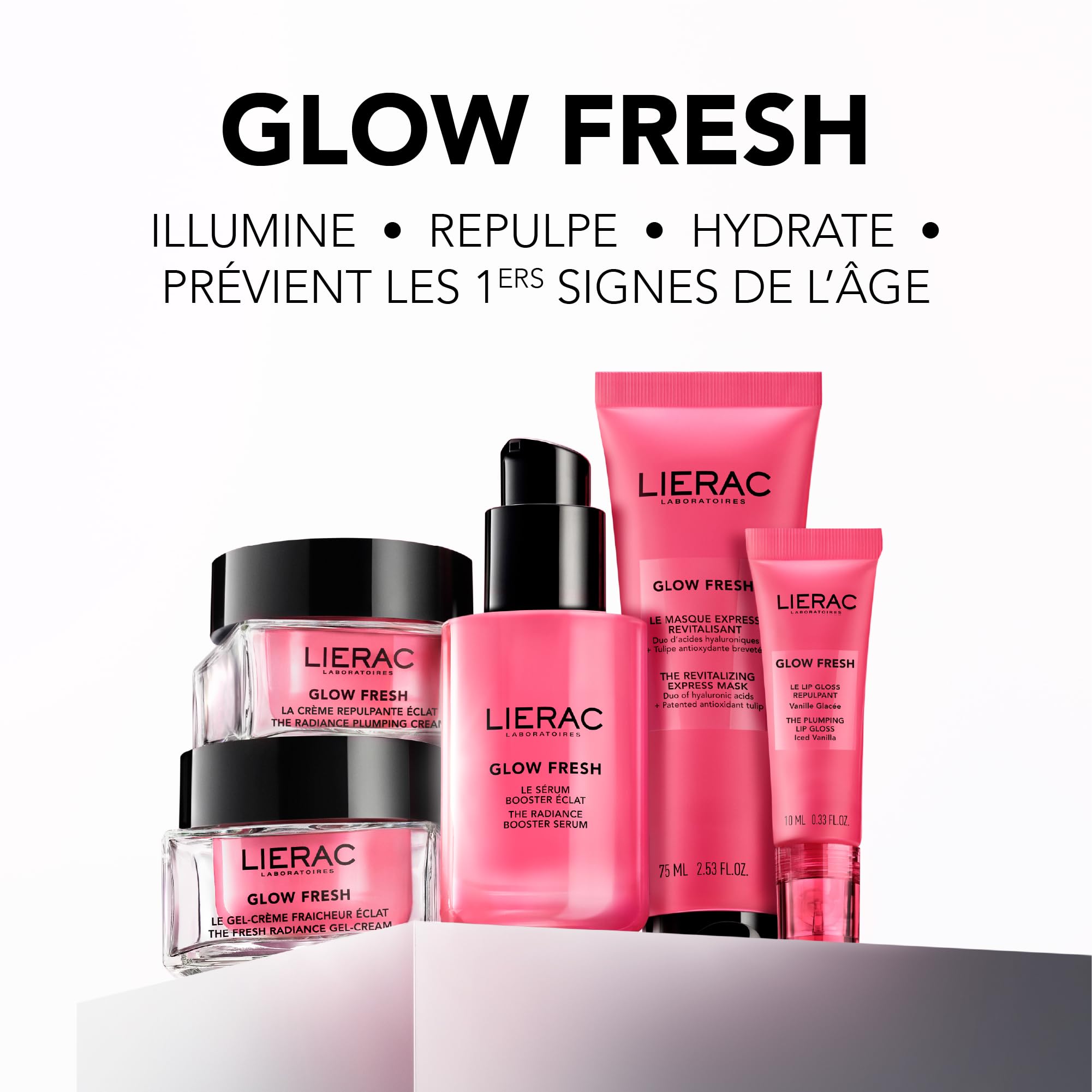 Lierac - Glow Fresh - Sérum Visage Booster Eclat - Sérum Anti-Tâches - Eclat immédiat, Unifie, Repulpe et Hydrate - Acides Hyaluroniques, Tulipe Antioxydante - Premiers Signes de l'âge