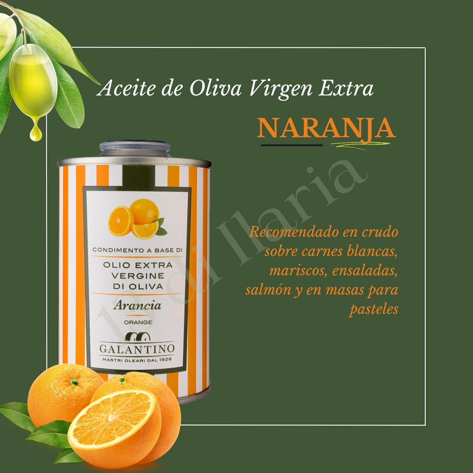 Aceite de Oliva Virgen Extra con Naranja 250 ml | Lata Gourmet, Italiano Artesanal | Sabor Cítrico y Fresco | Prensado en Frío • 13 di Ilaria - 2
