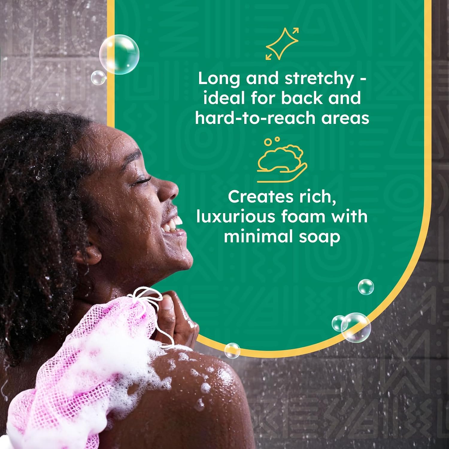 AURAE African Net Sponge – 6-Pack Exfoliating Body Scrubbers, Quick-Drying, Multi-Color image 3