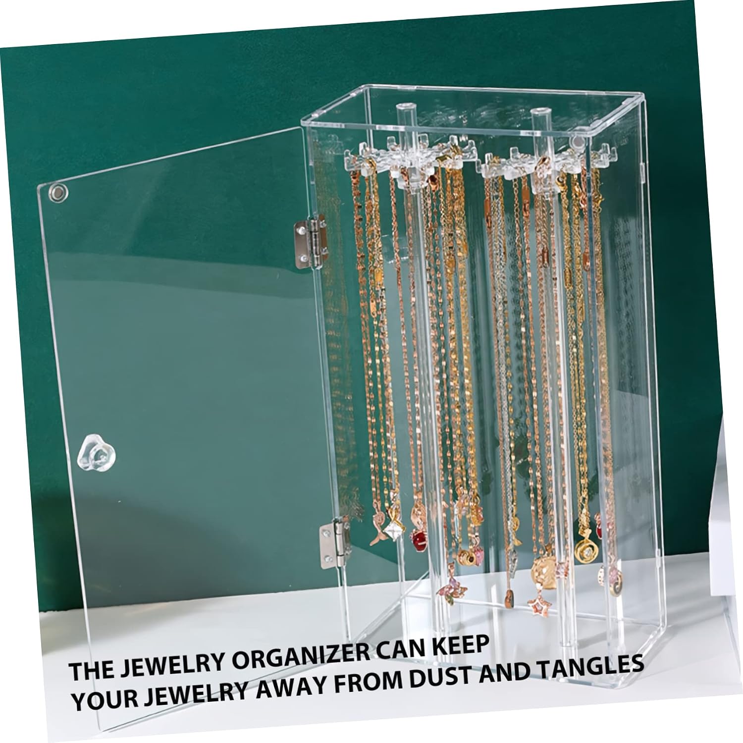 ULTECHNOVO Hook Rotating Jewelry Organizer Acrylic Necklace Holder Stand Desktop Display Jewelry Stand Holder Home Supplies