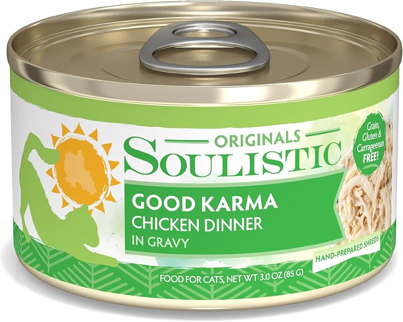 Ração úmida para gatos Soulistic Originals Good Karma com frango ao molho, 85 g, pacote com 12 latas