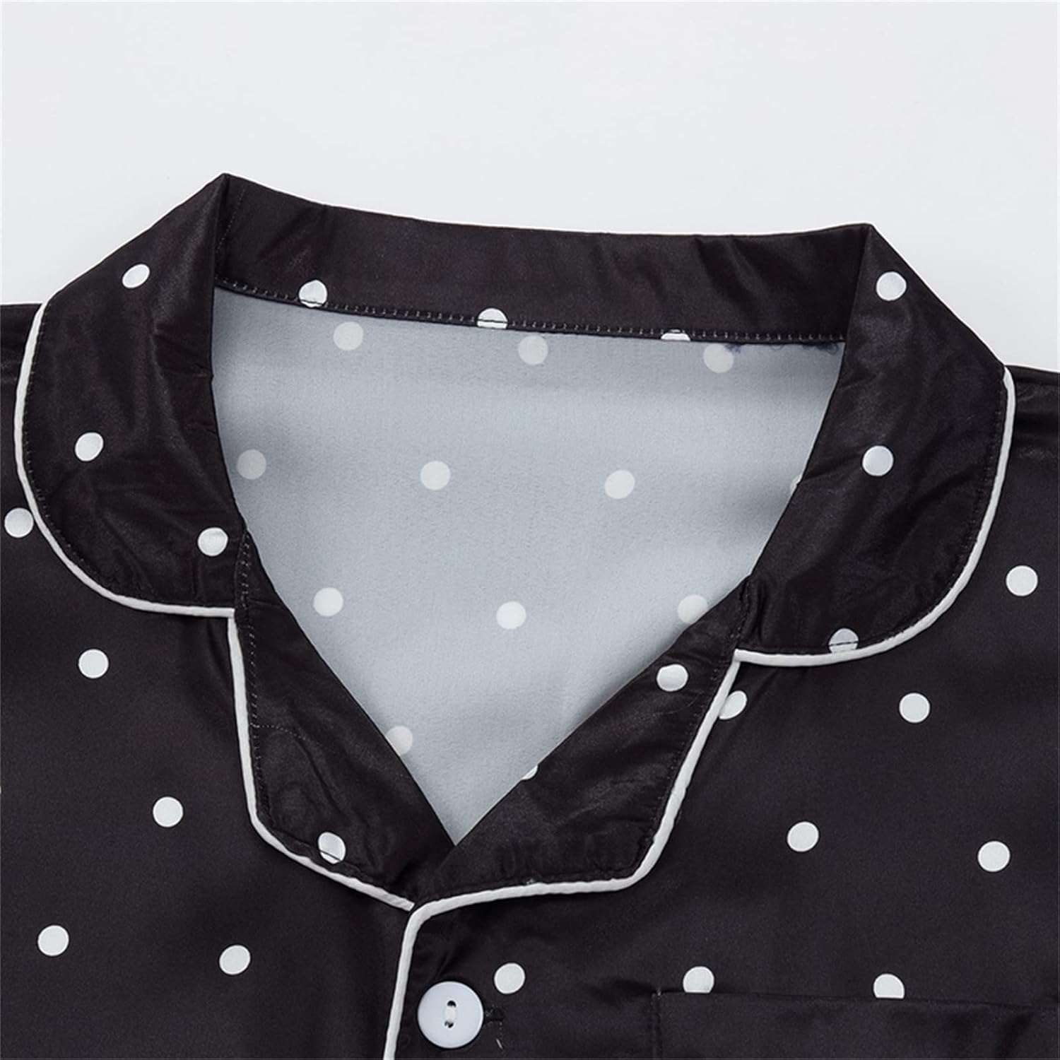 Satin 𝐏a𝐣ama Set for Girls Short Sleeve 𝐒ilk 𝐏ajamas with Pants Polka Dots Sl𝐞epwear Button Down Shirts Loung𝐞wear