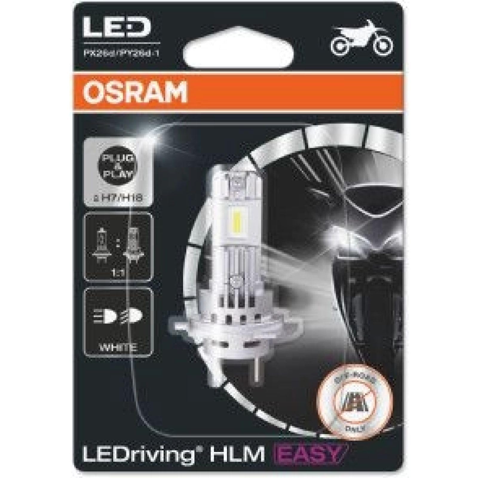 OSRAM 1x Ampoule LED H7 & H18 LEDriving Easy - 12V 16W 64210DWESY-01B - PX26d PY26d-1 - Moto Quad
