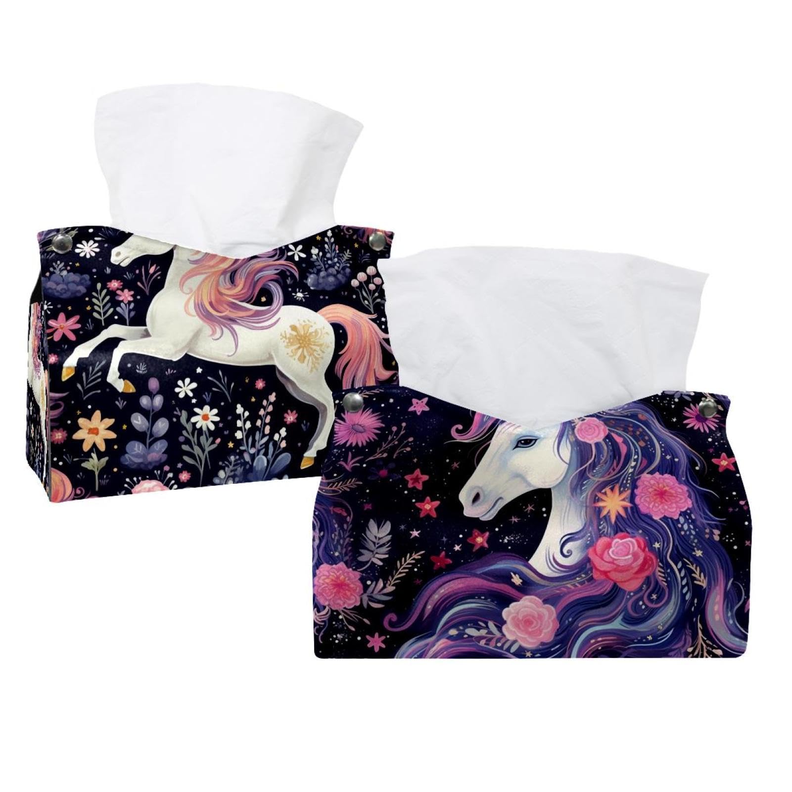 Boîte à mouchoirs licorne en cuir durable et finitions luxe