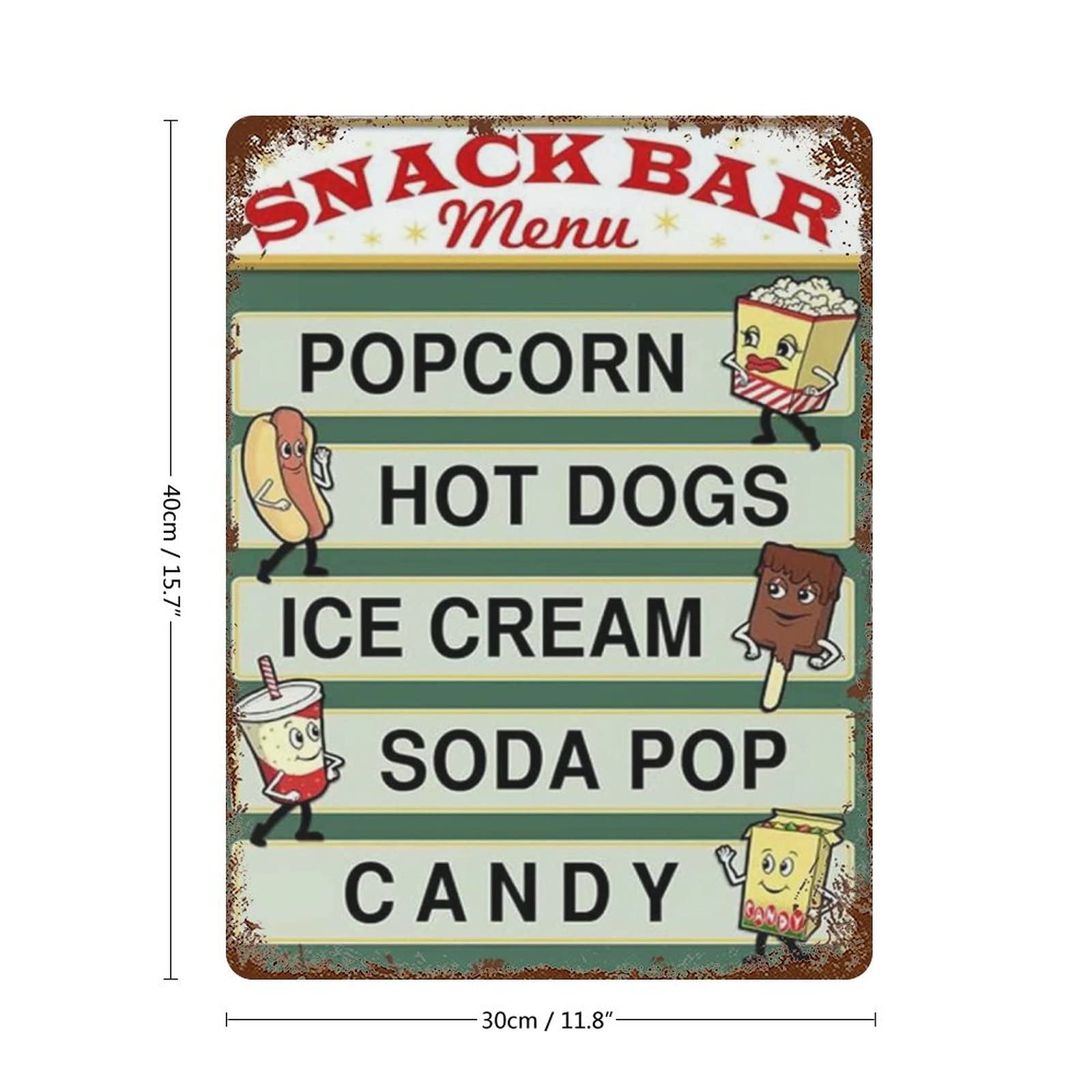 Targa In Metallo Vintage 'Hot & Fresh POP Corn' 20x30 Cm - Decorazione Retrò Per Bar E Cucina