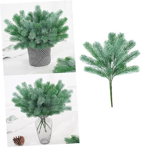 Miniatura 3 de IMIKEYA 4 púas de pino artificiales de hoja perenne, púas de agujas de pino, ramas de cedro artificial, ramas de pino, ramas de pino, accesorios