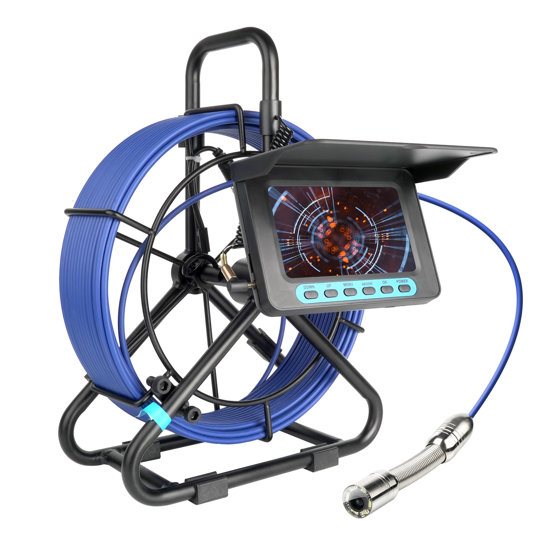 Sewer Camera, Pipe Inspection Endoscope with 32GB SD Card Plumbing Snake Camera DVR Recorder Waterproof IP68, 100ft/30M Industrial Pipeline Drain Endoscope with 5 inch LCD Color Monitor