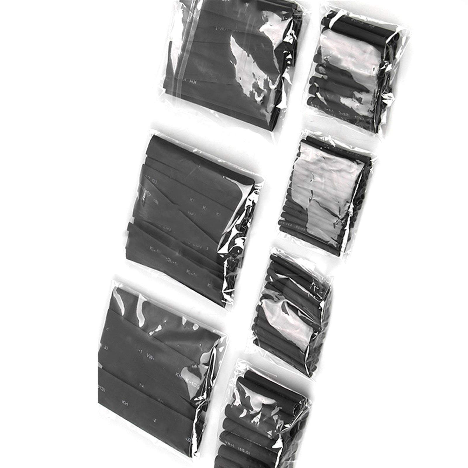 Rurki termokurczliwe, 127/164/328/szt. Zestaw tulei kablowych, różne 2:1(127pcs Black)