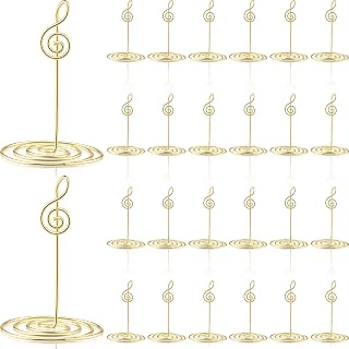 24 Pcs Gold Musical Note Photo Holders Table Number Photo Clips Holder Music Note Decoration Name Place Card Stand for Centerpieces Wedding Reception, Party, Birthday