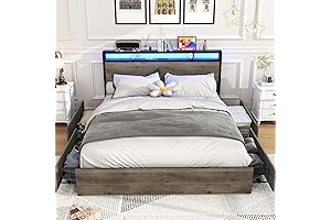 Full-Size Sleigh Bed with Built-In Storage and Charging Station