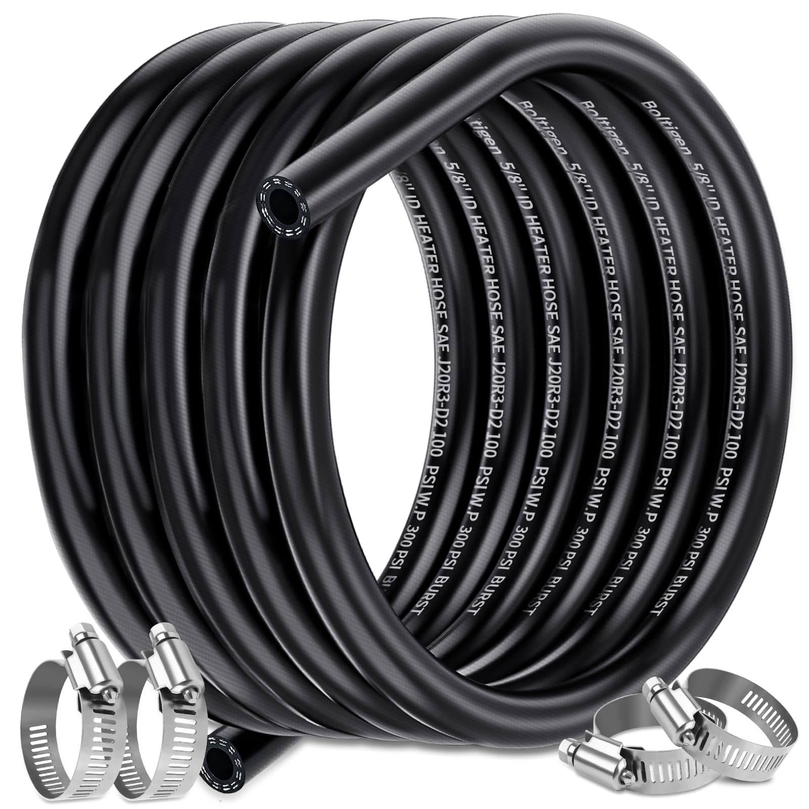 Boltigen 3/4inch Heater Hose, 20 Feet Coolant Radiator Line for Water, Antifreeze and Fuel Systems, SAE J20R3 D2, 100PSI Working Pressure (3/4''-20FT)