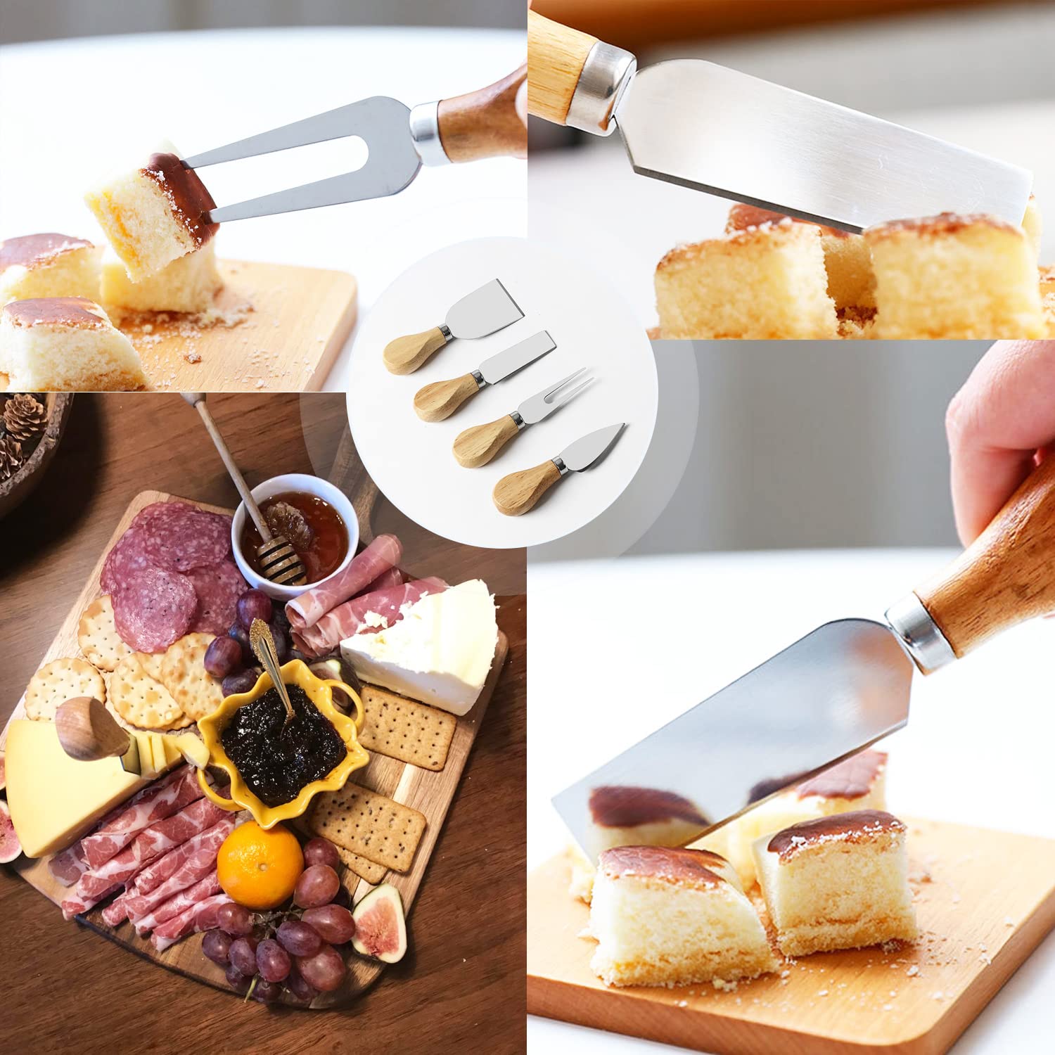 8 Pcs Cheese Knives Set,Mini Stainless Steel Cheese Slicer Ctuuer with