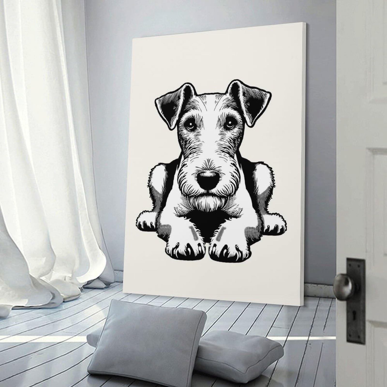 Junmoney Fox Terrier Wall Picture Print 20x30inch(50x75cm), for Hallway, Lounge Or Guest Room, Gift Idea for Housewarming And Birthdays