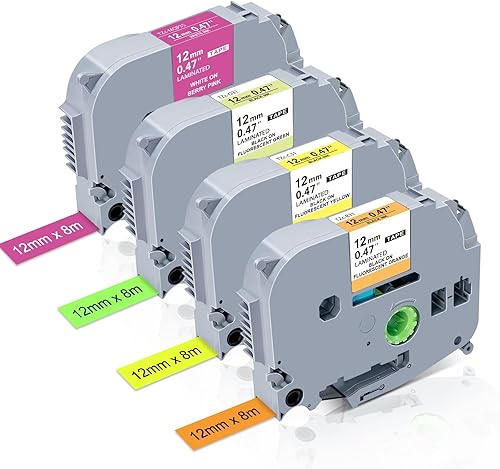 Miniatura 11 de Paquete de 4 cintas TZ de 0.47 pulgadas compatibles con Brother TZe-231 TZe131/232/233 P Touch cinta de etiquetas 0.472 in 0.47 laminada