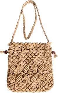 Crochet Purse Summer Beach Purse, Crochet String Bag Boho Crossbody Handwoven Bag Crochet Purse, Brown, Brown
