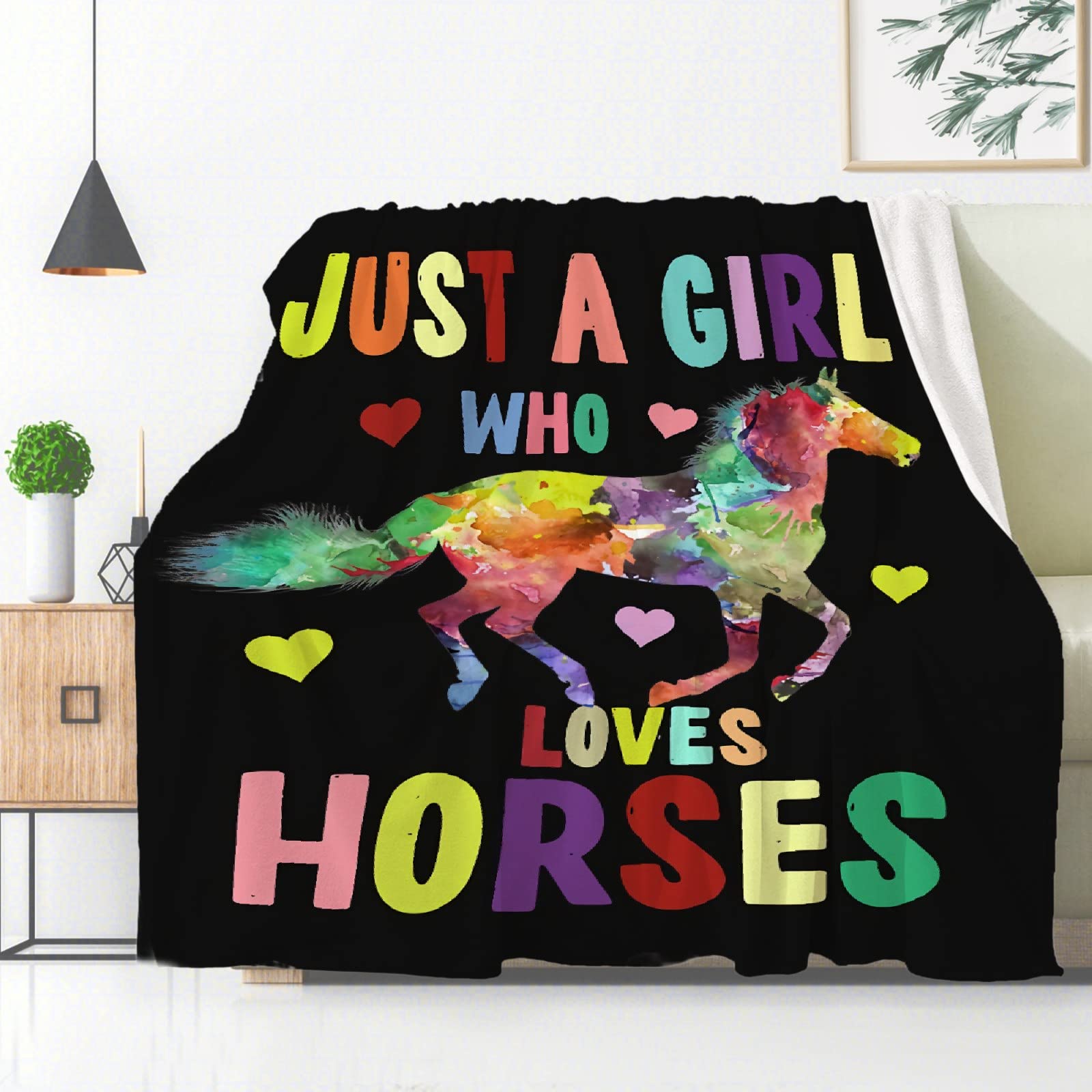 Couverture polaire en flanelle 152x203 cm Just A Girl Who Loves pour lit et canapé