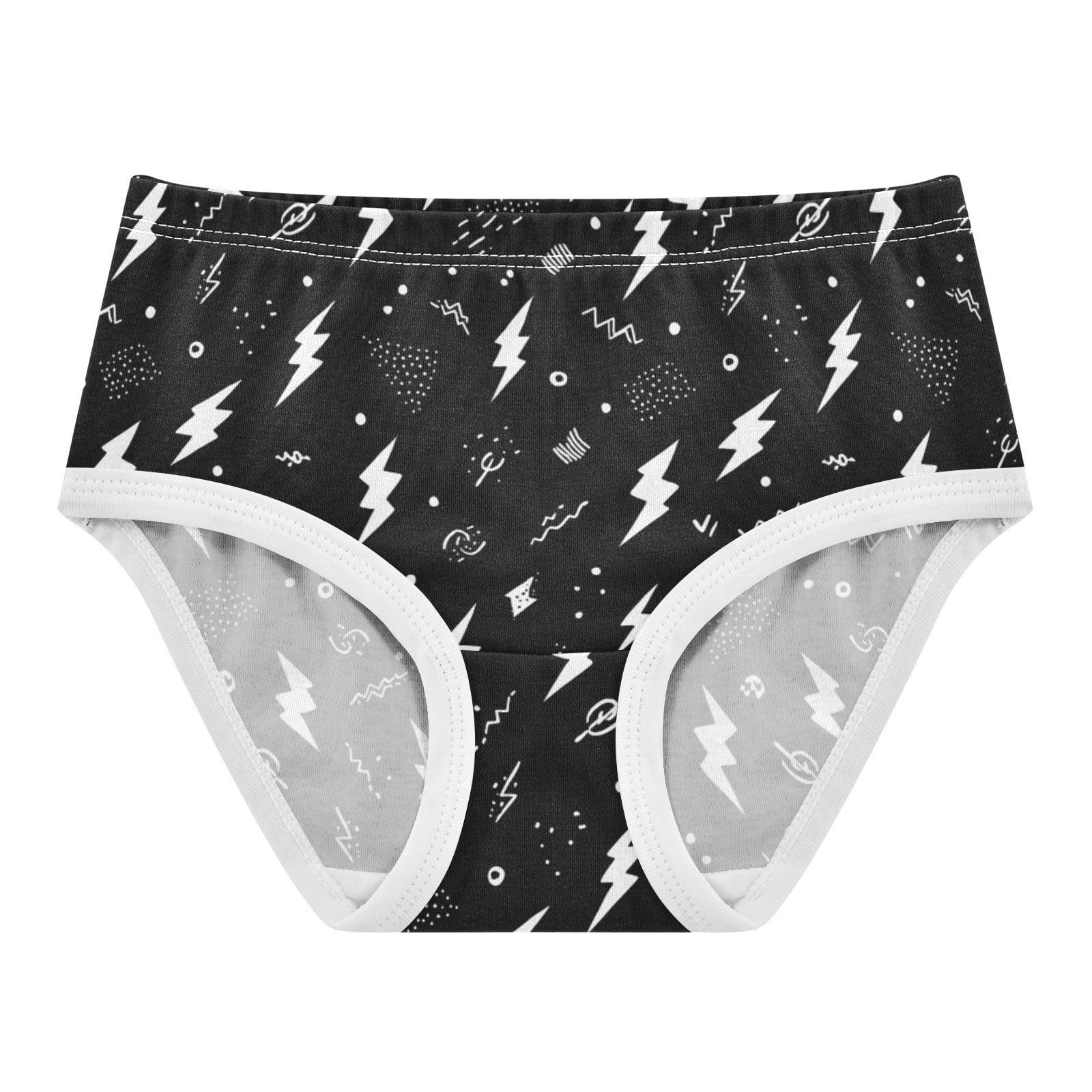 Black White Girls Exclusive Briefs Lightning Bolt Dot Cotton Underwears Bikini Panties for Baby Toddler Girl 2T