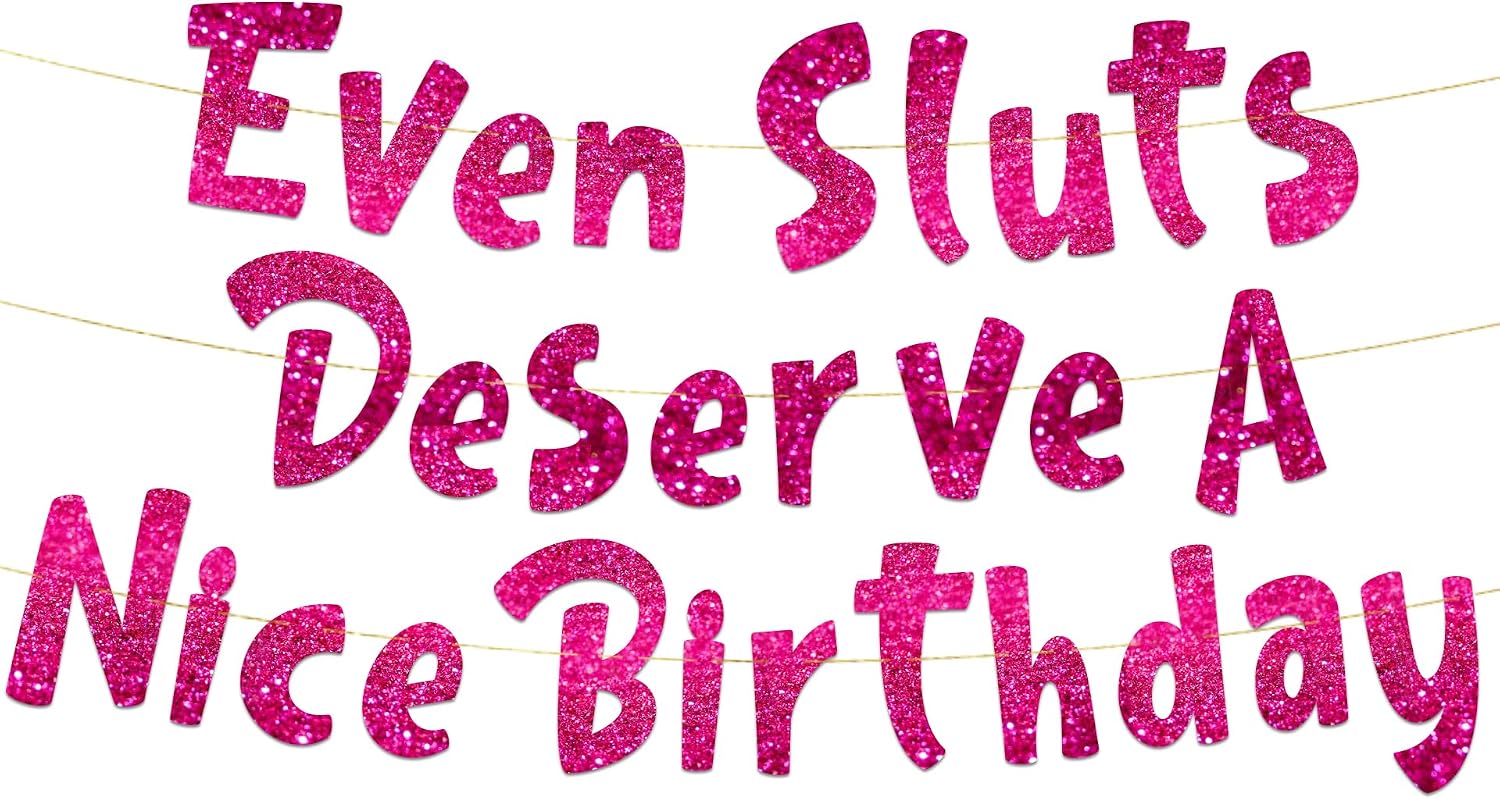 Pre-Strung Funny Girls Pink Birthday Glitter Banner - Funny 21st Birthday Decorations - Birthday Party Supplies and Gifts