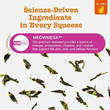Zesty Paws Omega Cat Mousse Squeezable Cat Supplement - with Seaweed, Omega Fatty Acids, Antioxidants Vitamins & Minerals - Skin & Coat Support for Cats - Tuna Fish Flavor - 18 Count
