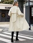 AFFA Elegant Pea Chandail Col Lapel Double Trench Breasted Automne pour femme, Veste à manches longues, Double Side Pocket, Mi-Longueur Vêtements de dessus, Fashion Slim Fit, Laine encochée, Casual, Ceinture