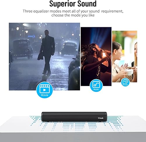 Miniatura 4 de LITTOAK Barra de sonido para TV, barra de sonido BT 5.0, barras de sonido de 50 vatios y 16 pulgadas para audio doméstico, juegos, proyectores,