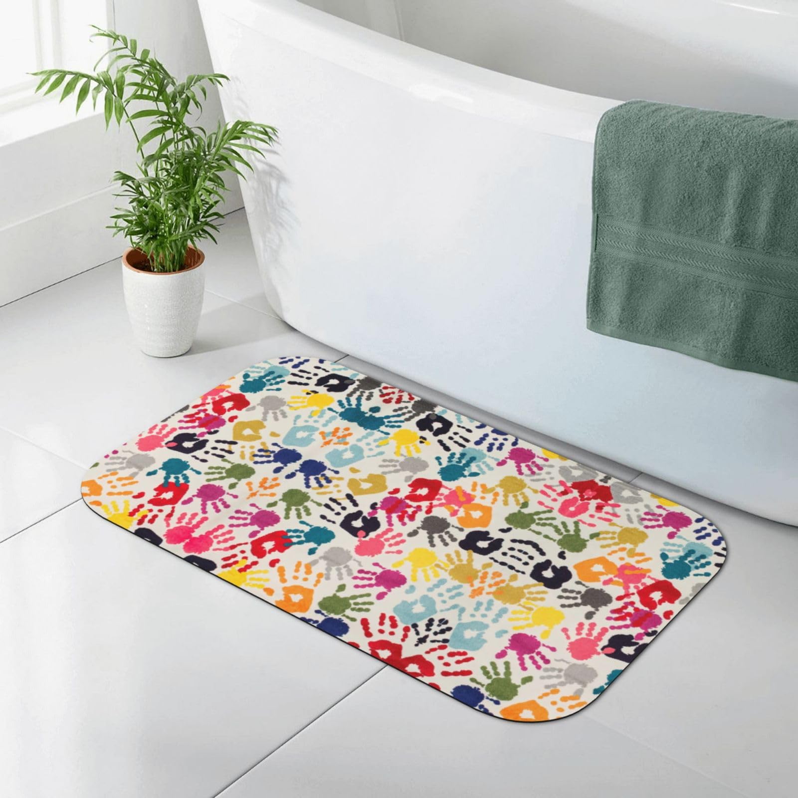 Tapis de bain en terre de diatomée naturelle imprimé main premium