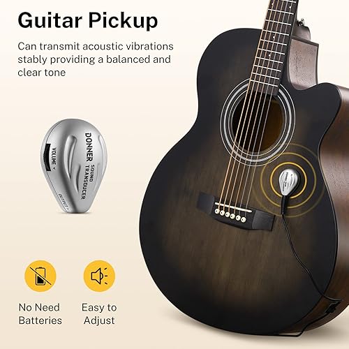 Vista 24 de Donner- Paquete de guitarra acústica Dreadnought de 36”, kit de guitarra para principiantes tamaño 3/4 Negro