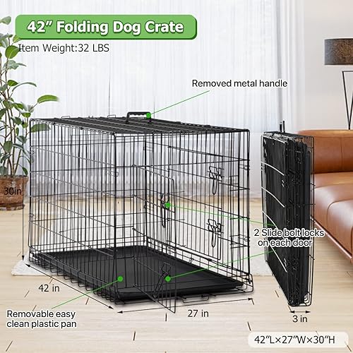 Miniatura 7 de Jaula para perros grande XXL para perros grandes, jaulas plegables para perros y jaulas de alambre de metal, jaula de segregación de animales para