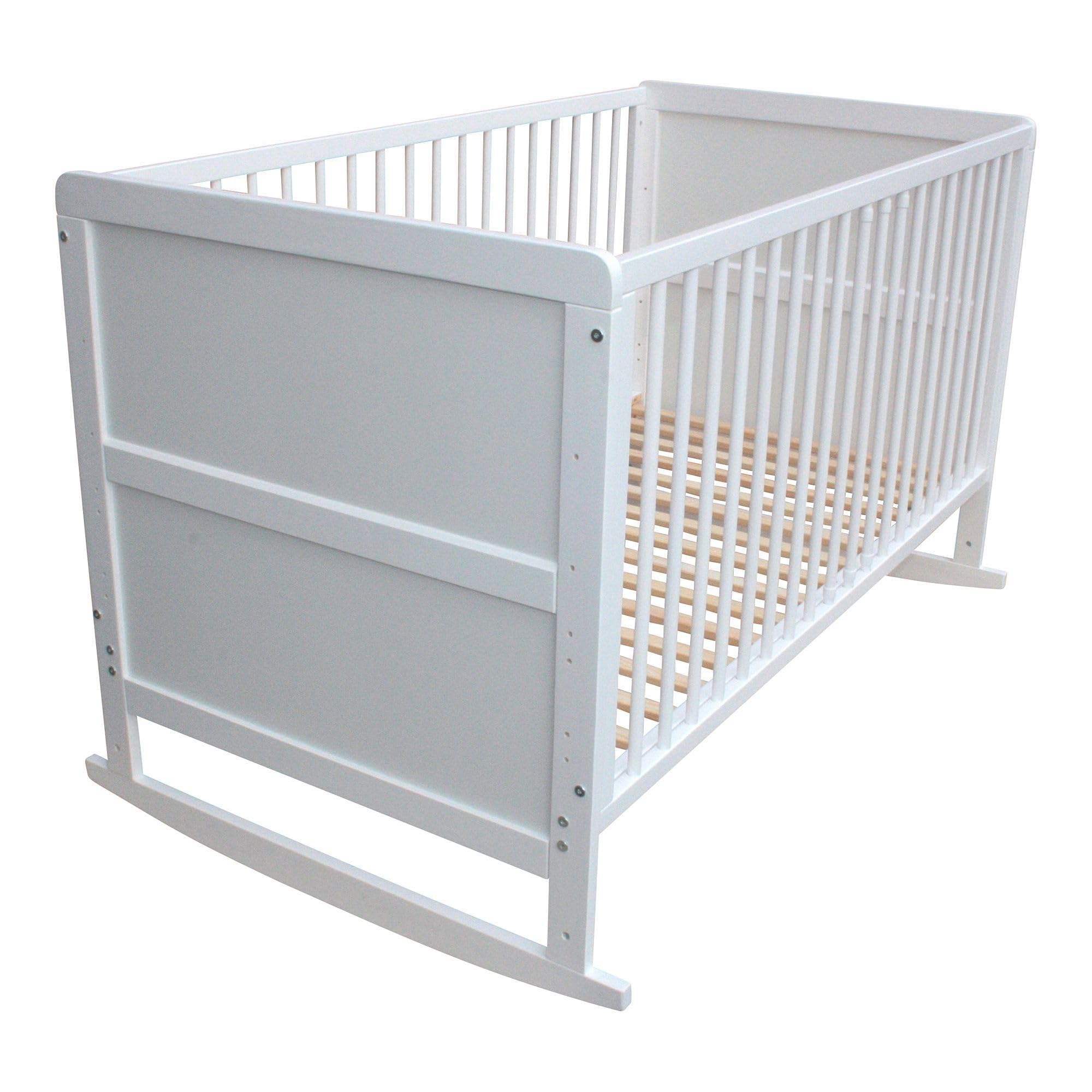 Kinderbett Juniorbett Beistellbett Wiege 140 x 70cm 4in1 mit Matratze weiß