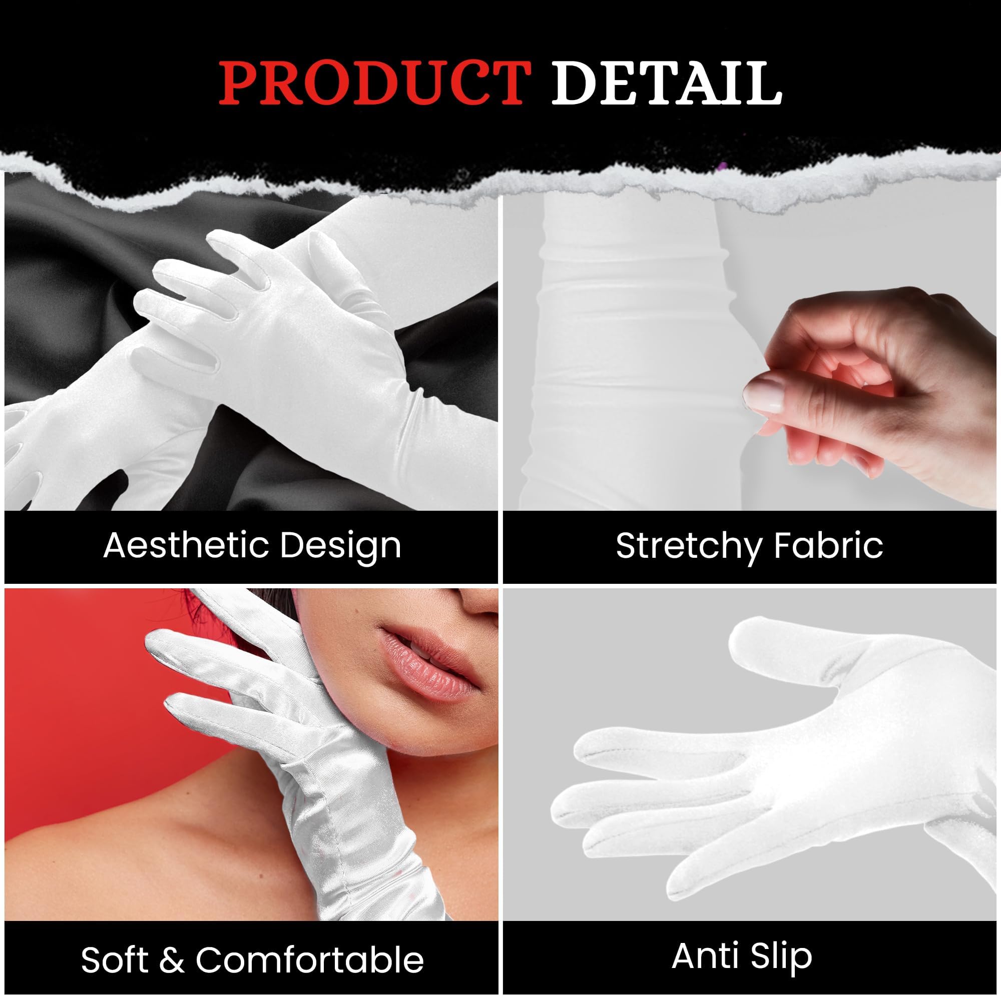 REDSTAR Long Satin Elbow Length Opera Gloves for Women - Image 2