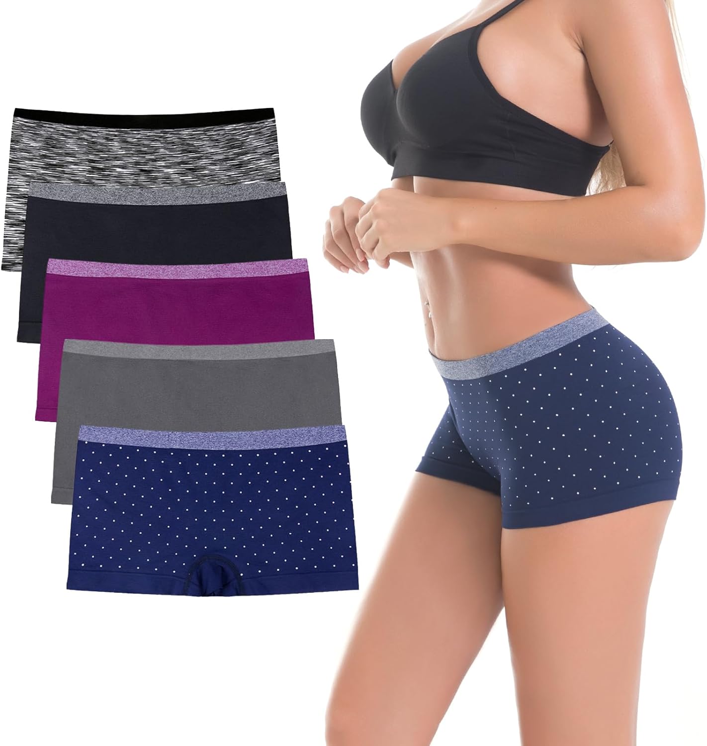 DEEP TOUCH Women Boyshort Underwear Seamless Boxer Panties No Show BoyShorts Panty Breathable Stretch Boxer Briefs for Ladies