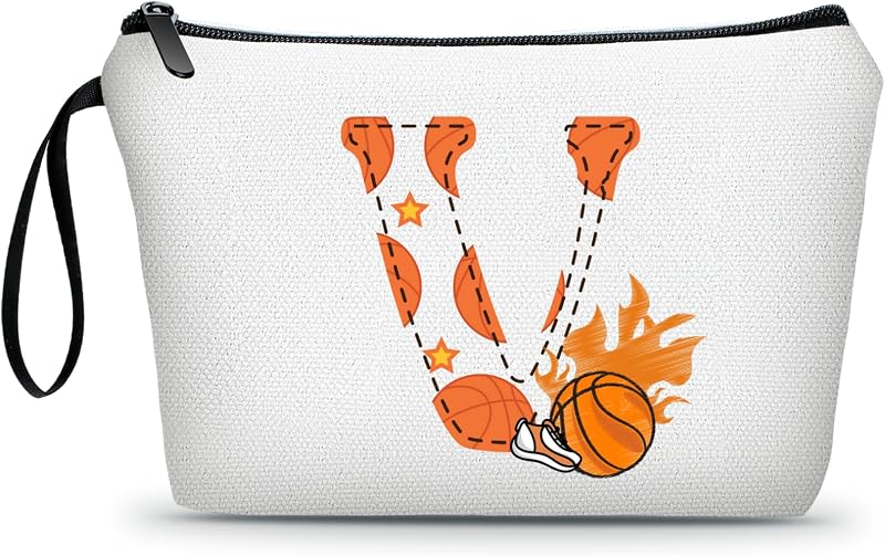 Necessaire de maquiagem ARIOSEY com zíper e estampa de basquete, modelo V