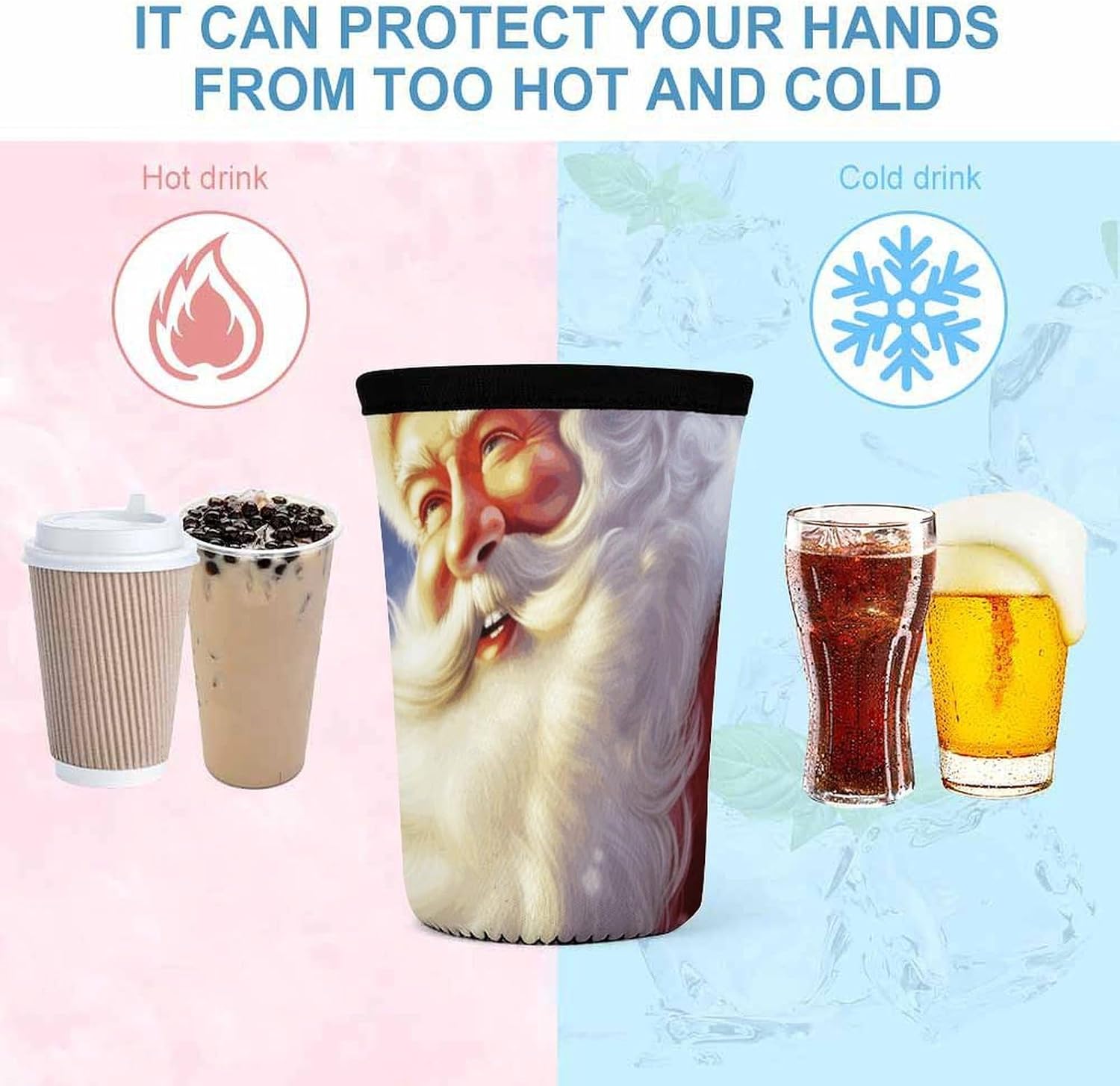 3 Pack Neoprene Cup Sleeves, Stretchy Reusable Drink Cup Cover Universal