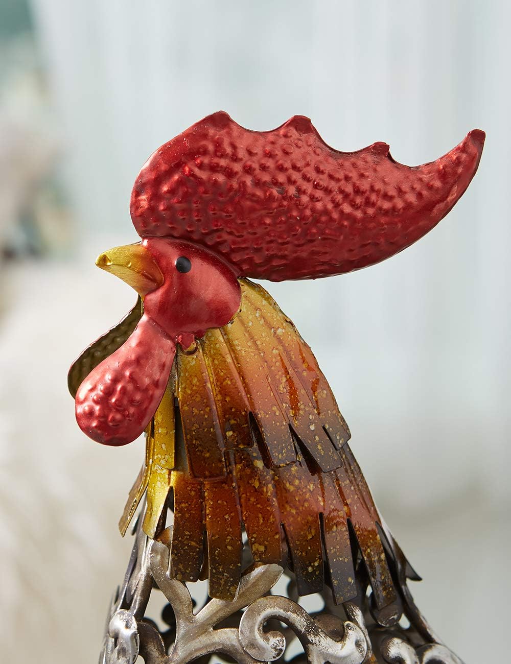 60% Off Discount HAUCOZE Rooster Figurine Decor Metal Hen Sculpture Statue Arts Gifts Table Centerpiece Home Decor 16 H