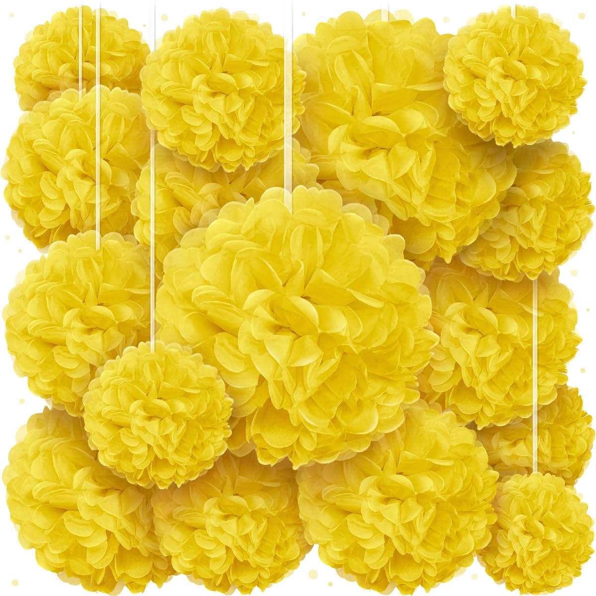Yellow Tissue Paper Pom Poms - Lemon Yellow Party Decorations for Birthdays, Weddings, Baby Showers and Special Occasions by Avoseta (16 Piece Set,