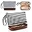Ethereal Small Makeup Bag for Purse, Stripe Makeup Brush Organizer Bag Travel Make up Bags for Women Double Layer Makeup Pouch for Girls/Women