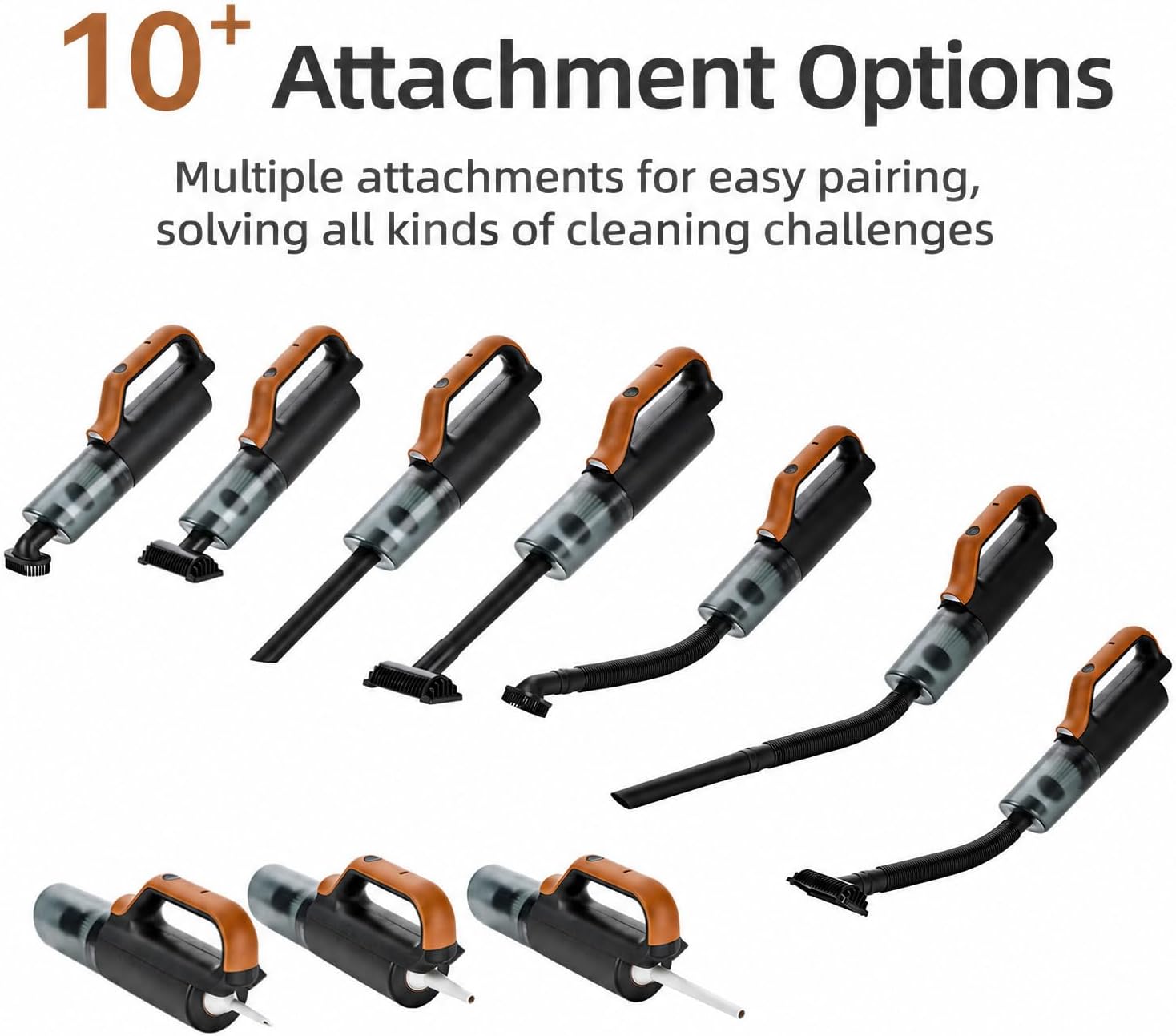 Cordless Handheld Vacuum Cleaner, 4-in-1 Multi-Purpose for Car & Home, High Power Suction for Dirt & Debris, Lightweight Portable with 8+ Attachments, Rechargeable, Low Noise, 1.1 lbs image 5