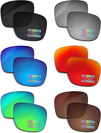 Bowyer 6 Pairs POLARIZED Replacement Lenses for Ray-Ban Meta Wayfarer RW4006 50mm Smart Glasses - Black + Titanium Mirror + Surf Blue Mirror + Fire Red Mirror + Jade Green Mirror + Brown