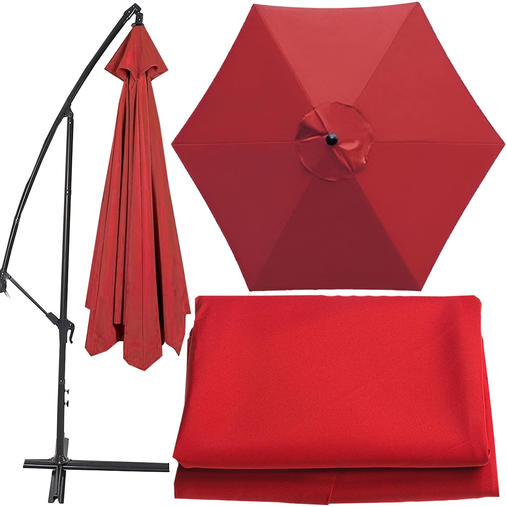 Universal Umbrella Replacement Cloth Parasol Umbrella Replacement Canopy Cover 200cm/270cm/300cm+6 Arms/8 Arms Replacement Parasol Fabric Cover For Garden Umbrella(Color:Red,Size:300cm(9.8ft)-8 ribs)