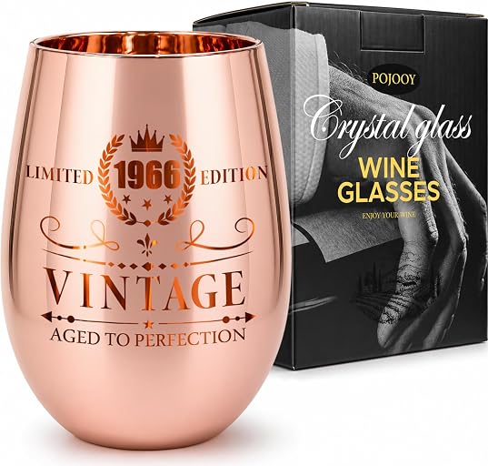 Rose Gold Vintage 1966 Wine Glass - 60th Birthday Gifts for Women - 18oz | 60th Birthday Wine Glass - Gift Box - 60th Birthday Decorations - Classy 60 Year Old Gift Ideas for Her Mom Wife Sister